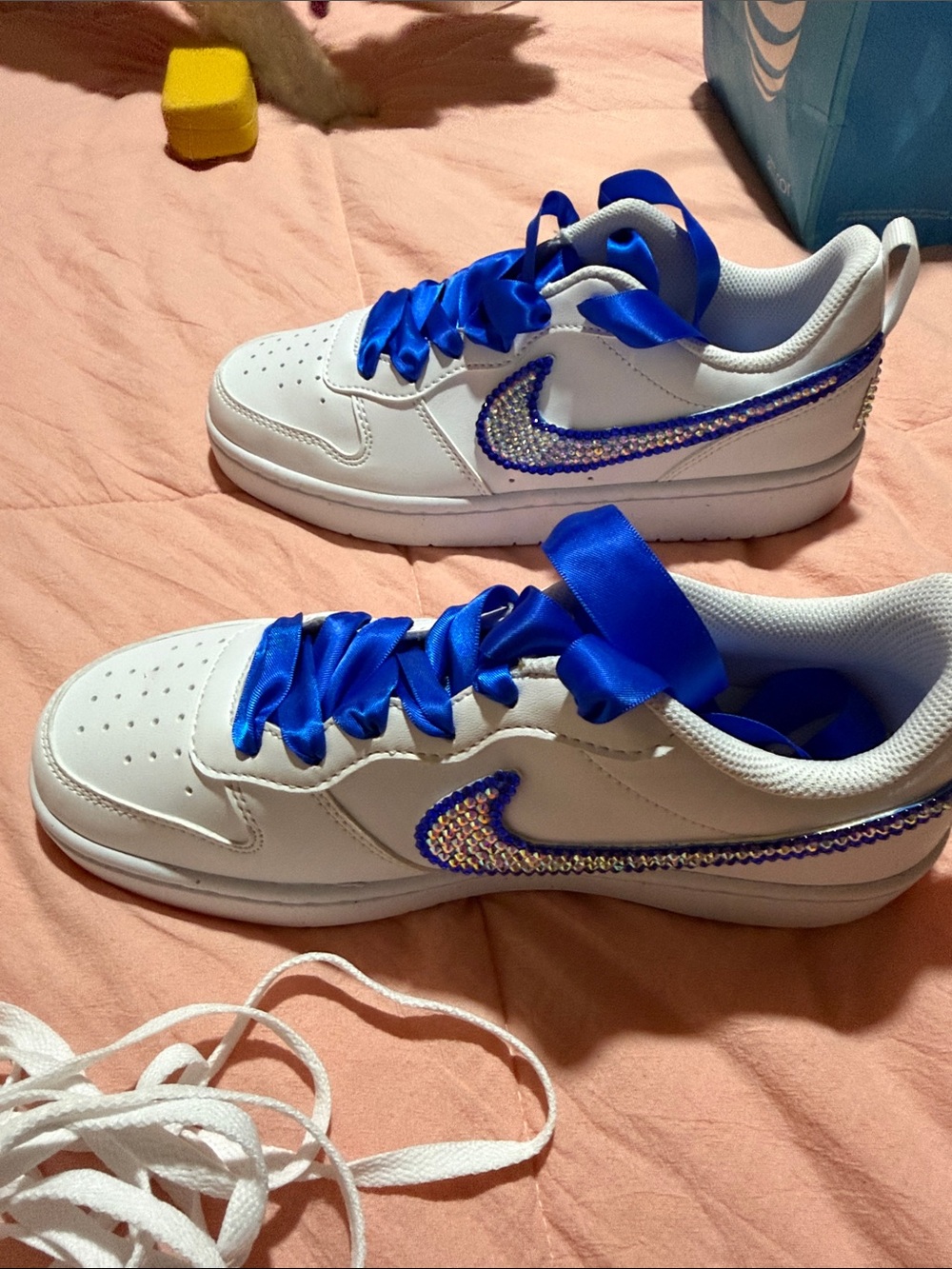 Nike Size 6 Court Borough Low Sneakers with Crystal-Embellished Swoosh - Picture 5 of 14